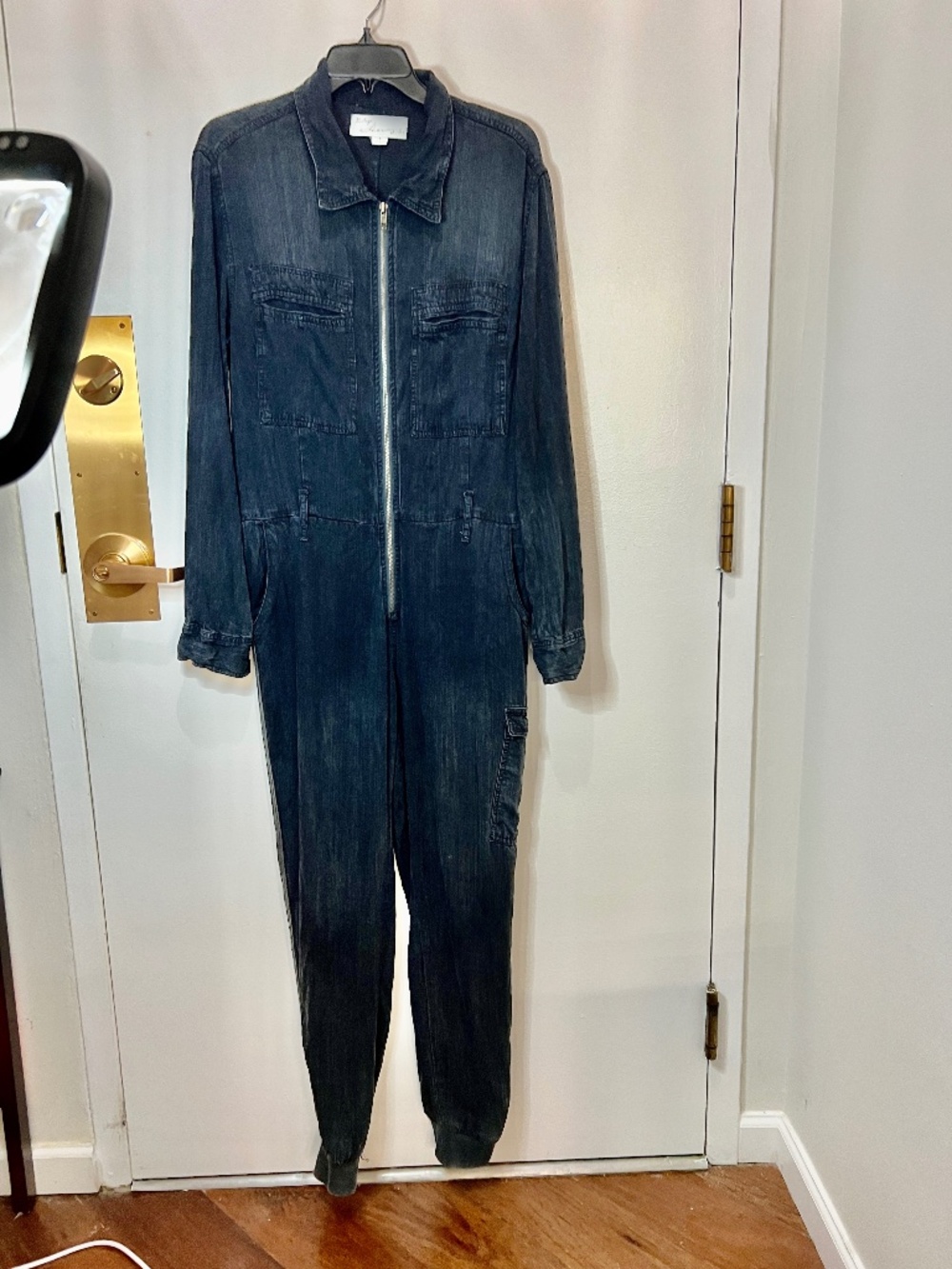 Vintage Havana jumpsuit Size Large dark navy blue 100% tencel- unique decoration